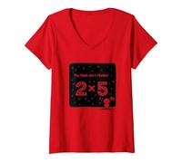 The Math Ain't Mathin' 2x5 Humour mathématique drôle T-Shirt avec Col en V, Femme, Rouge, XXL
