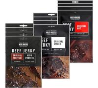 The Meat Makers - Original Smoky | Teriyaki | Hot Beef Jerky Snack Mix 300g (12x25g) - Mélange de collations au bœuf séché, Snack à la viande sèche de bœuf séché.