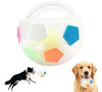 The Mellow Dog Balle apaisante avec poignée, Balle Interactive en Caoutchouc Flottante et couinante pour Animaux de Compagnie, Forme de Football Solide et Durable pour Les Jeux d'eau, l'e Transparent