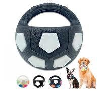 The Mellow Dog Balle apaisante avec poignée, Balle Interactive en Caoutchouc Flottante et couinante pour Animaux de Compagnie, Forme de Football Solide et Durable pour Les Jeux d'eau, Black and White