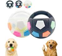 The Mellow Dog Balle apaisante avec poignée - Jouet couineur en caoutchouc durable pour les mâcheurs agressifs, balle flottante pour jouer dans l'eau et soulager l'anxiété (a+b)