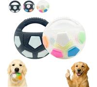 The Mellow Dog Balle apaisante avec poignée - Jouet couineur en caoutchouc durable pour les mâcheurs agressifs, balle flottante pour jouer dans l'eau et soulager l'anxiété (b+c)