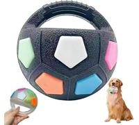 The Mellow Dog Calming Ball with Handle, Dog Ball with Handle, Interactive Toss and Fetch Play, Strong Rubber Football Chew Fetch Toy, Soccer Squeaky Balls Toy for Small Medium Dogs (colorful)