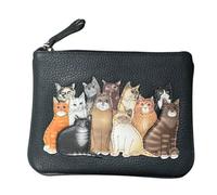 The Meowfia Cats Porte-monnaie et cartes en cuir véritable avec protection RFID et sac à poussière - Gingertom, Siamois, Noir, Chat Gris, gris foncé, Taille unique, Porte-monnaie