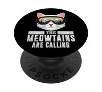 The Meowtains are Calling Funny Cat Ski Hommes Femmes Hiver PopSockets PopGrip Adhésif