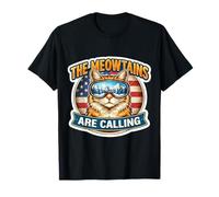 The Meowtains are Calling Snowboard Ski Skier Cat USA T-Shirt