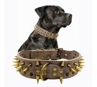 The Mighty - Collier pour Chien à Pointes cloutées - Protège Le Cou de Votre Chien Contre Les morsures, Durable et élégant, pour Grands Chiens (Gris, L)