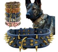 The Mighty - Collier pour chien à pointes cloutées - Protège le cou de votre chien contre les morsures, durable et élégant, pour grands chiens (bleu, L)