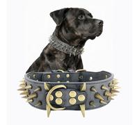 The Mighty - Collier pour Chien à Pointes cloutées - Protège Le Cou de Votre Chien Contre Les morsures, Durable et élégant, pour Grands Chiens (Noir, L)