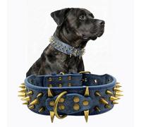 The Mighty - Collier pour Chien à Pointes cloutées - Protège Le Cou de Votre Chien Contre Les morsures, Durable et élégant, pour Grands Chiens (Bleu, S)