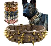 The Mighty - Collier pour chien à pointes cloutées - Protège le cou de votre chien contre les morsures, durable et élégant, pour grands chiens (gris, S)