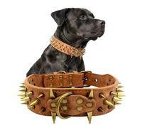 The Mighty - Collier pour Chien à Pointes cloutées - Protège Le Cou de Votre Chien Contre Les morsures, Durable et élégant, pour Grands Chiens (Marron, S)