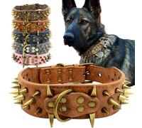 The Mighty - Collier pour Chien à Pointes cloutées - Protège Le Cou de Votre Chien Contre Les morsures, Durable et élégant, pour Grands Chiens (Marron, S)