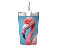 The Mighty Flamingo Tasse isotherme en paille conique avec paille isotherme, parfaite pour une utilisation en salle de sport ou à emporter avec vous