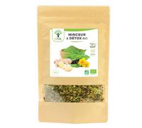 Thé Minceur Bio - Bioptimal - Infusion Perte De Poids - Effet Amincissant Et Détox - Thé Vert - Maté - Gingembre - Ortie - Pissenlit - Conditionné En France - Certification Ecocert - 80 G