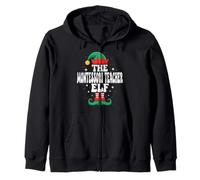 The Montessori Teacher Elf Funny Christmas Matching Family Sweat à Capuche