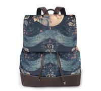 The moon and the big green snake Sac à dos de voyage tendance pour femme, sac à dos décontracté, sac à dos en cuir imprimé pour femme pour le travail