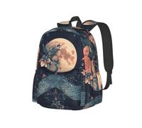 The Moon And The Big Green Snake Sac à dos léger pour voyage, randonnée, trajets quotidiens d'affaires, sac à dos pour ordinateur portable rose pour homme et femme