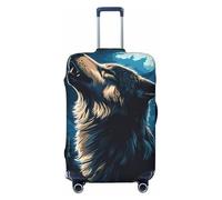 The Moon and The Wolf Housse de protection élastique pour valise de voyage Motif imprimé anti-rayures, Noir , M