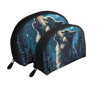 The Moon and The Wolf Lot de 2 trousses de toilette de voyage portables, blanc, Taille unique