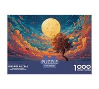 The Moon is Big and Round 1000 Pièces Puzzle en Papier Écologique Coffret De Puzzles Fantasy Cloud Sunset Extrêmement Difficile Défi Unique Puzzles pour La Décoration Intérieure 38x26cm/1000pcs
