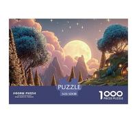 The Moon is Shining Brightly 1000 Pcs Carton Extra-épais Coffret De Puzzles Twilight Hilltop Town Stimulant Et Éducatif Défi Unique Puzzles As Birthday Gifts 52x38cm/1000pcs