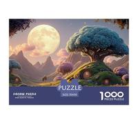The Moon is Shining Brightly 1000 Pcs Carton Extra-épais Coffret De Puzzles Whimsical Alpine Cottage Anti-Stress Jeu Familial Puzzles As Birthday Gifts 70x50cm/1000pcs