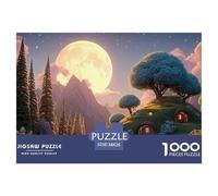 The Moon is Shining Brightly 1000 Pcs Carton Extra-épais Coffret De Puzzles Whimsical Alpine Cottage Stimulant Et Éducatif Jeu Familial Puzzles pour Adultes Et Enfants 38x26cm/1000pcs