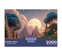 The Moon is Shining Brightly 1000 Pcs Carton Extra-épais Lot de Puzzles Twilight Hilltop Town Stimulant Et Éducatif Jeu Familial Puzzles As Birthday Gifts 38x26cm/1000pcs