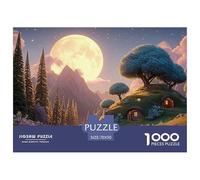 The Moon is Shining Brightly 1000 Pcs Carton Premium Coffret De Puzzles Whimsical Alpine Cottage Stimulant Et Éducatif Jeu Familial Puzzles As Birthday Gifts 70x50cm/1000pcs