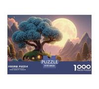 The Moon is Shining Brightly 1000 Pièces Carton Extra-épais Coffret De Puzzles Whimsical Alpine Cottage Stimulant Et Éducatif Défi Unique Puzzles pour Adultes Et Enfants 38x26cm/1000pcs