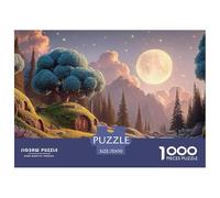 The Moon is Shining Brightly 1000 Pièces Carton Premium Coffret De Puzzles Whimsical Alpine Cottage Stimulant Et Éducatif Jeu Familial Puzzles pour Adultes Et Enfants 70x50cm/1000pcs