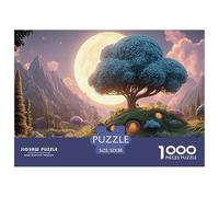 The Moon is Shining Brightly 1000 Pièces Carton Premium Lot de Puzzles Whimsical Alpine Cottage Anti-Stress Défi Unique Puzzles pour Adultes Et Enfants 52x38cm/1000pcs