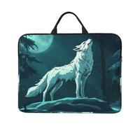 The Moon Is White And There Is A Solitaire Wolf Housse de transport pour ordinateur portable avec poignée pour ordinateur portable de 14 pouces pour homme et femme Housse rembourrée pour ordinateur