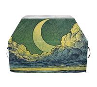 The Moon Scenery Housse de barbecue à gaz jaune et vert de 165,1 cm, imperméable, robuste, résistante à la décoloration et aux UV, avec cordon de serrage réglable pour protéger de la poussière et du