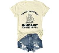 The Most Dangerous Immigrant Arrived in 1492 Shirt Pro Immigration Mexican T-shirt Abolish Ice Tops, Jaune crémeux., M