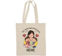 The Most Important People in My Life Call Me Mom Sac fourre-tout en coton naturel Blanc