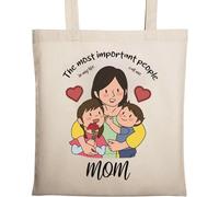 The Most Important People in My Life Call Me Mom Sac fourre-tout en coton naturel écologique Beige