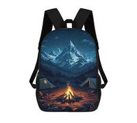 The Mountain Campfire Under Stars Sacs À Dos Imprimés En 3D Pour Enfants 17inch Sacs À Dos Tendance Et Décontractés Pour La Journée, Sacs De Voyage, Sacs À Dos D'extérieur Pour Garçons Et Filles