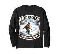 The Mountain is Where I Draw The Line Blague Amusante pour Snowboard Manche Longue