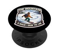 The Mountain is Where I Draw The Line Blague Amusante pour Snowboard PopSockets PopGrip Adhésif