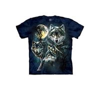 The Mountain Moon Wolves T-Shirt pour Fille - Bleu - Large