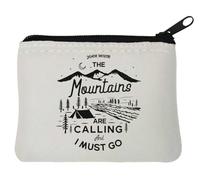 The Mountains are Calling and I Must Go Pochette porte-monnaie en néoprène Blanc 10 x 11 cm, blanc, Taille unique