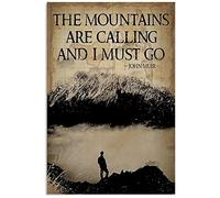 The Mountains are Calling Walking Plaque en métal The Mountains Are Calling and I Must Go Décoration murale vintage Art rétro Plaque en étain Décorations amusantes pour la maison Bar Pub Cafe Farm Roo