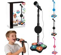 The Multifunctional Microphone Toy,The Microphone Toy,Multi-Functional Microphones Toys with Adjustable Stand,Speakers and Lights,Microphones with Stand (Black)