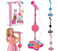 The Multifunctional Microphone Toy,The Microphone Toy,Multi-Functional Microphones Toys with Adjustable Stand,Speakers and Lights,Microphones with Stand (Pink)