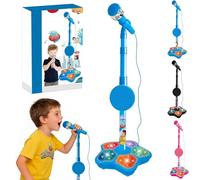The Multifunctional Microphone Toy,The Microphone Toy,Multi-Functional Microphones Toys with Adjustable Stand,Speakers and Lights,Microphones with Stand (Blue)