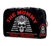 The Mummy Pharaon Crâne Trousse de toilette pour femme Grande trousse de maquillage pratique avec fermeture éclair, multicolore, 18.5x7.5x13cm/7.3x3x5.1in, Trousse de toilette