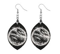 The Mysterious Burning of the Sun Boucles d'oreilles en bois pour femme, bijoux vintage élégants en bois, boucles d'oreilles légères pour mariage, fête, cadeau de bijoux quotidiens, Apricot shaped