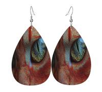 The mysterious cat Boucles d'oreilles en cuir en forme de larme pour femme - Boucles d'oreilles pendantes légères en PVC avec crochets en argent 925, imprimés double face | Cadeau hypoallergénique